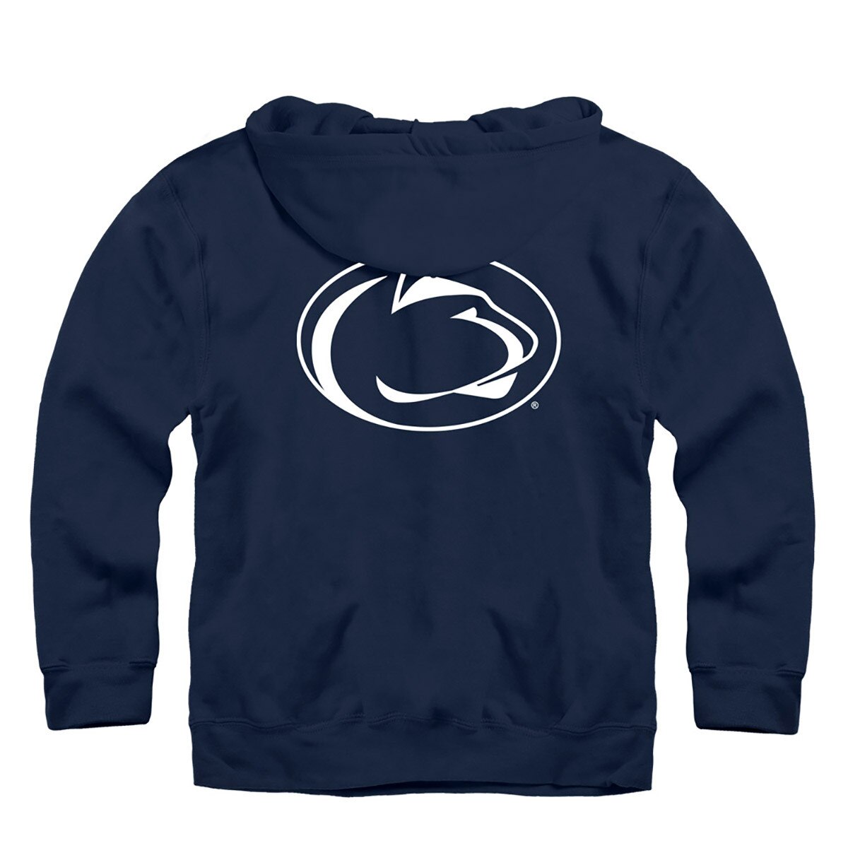 back of navy hooded sweatshirt with Penn State Athletic Logo